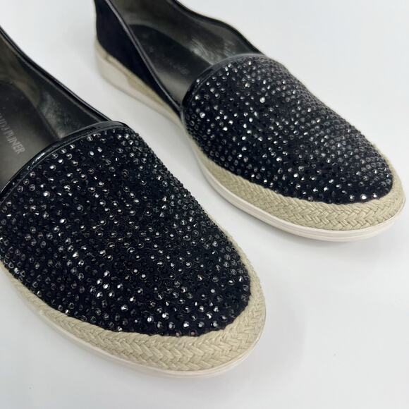 DONALD J PLINER Loafer Pizasp Rhinestone Slip On Espadrille Sneaker Black Size 8 - Picture 2 of 11